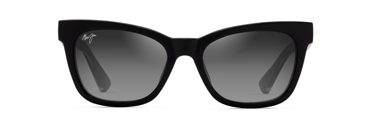 Maui Jim Hiwahiwa sunglasses in Shiny Black with Grey & Black, front view