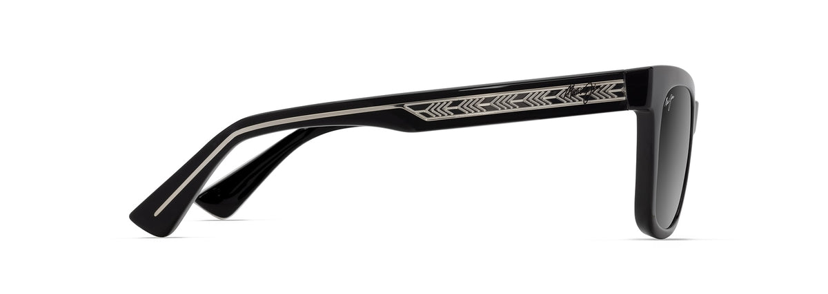 Maui Jim Hiwahiwa sunglasses in Shiny Black with Grey & Black, side view