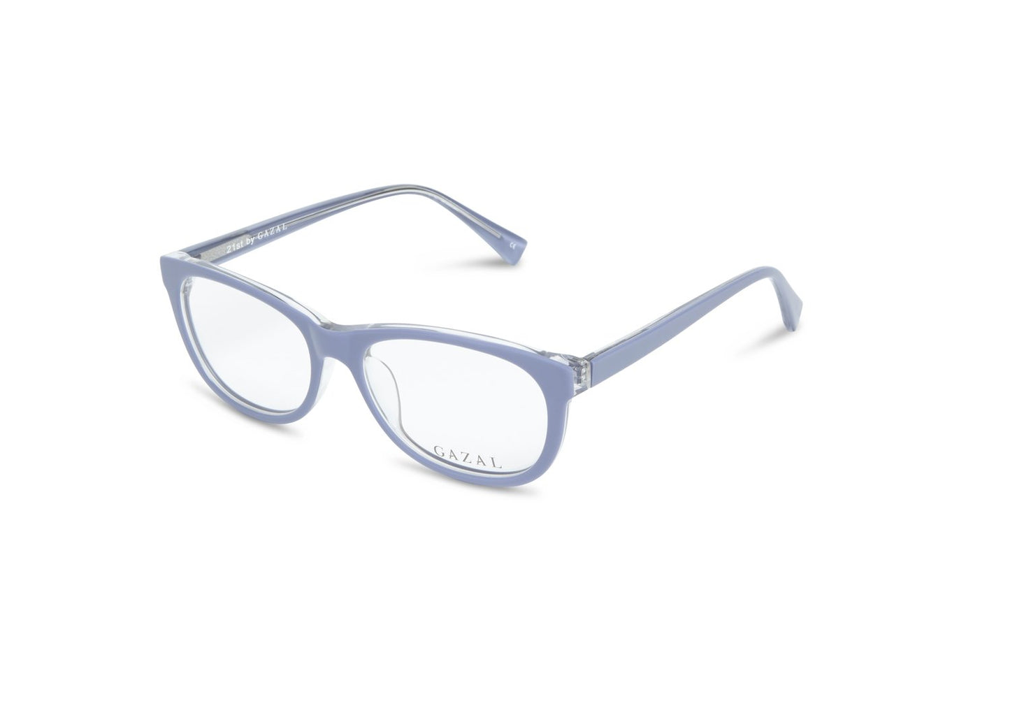 Gazal 21st Eyeglasses - Lilac Periwinkle Cat-Eye Wayfarer Three Quarter View - Legacy Collection - Gazal Eyecare