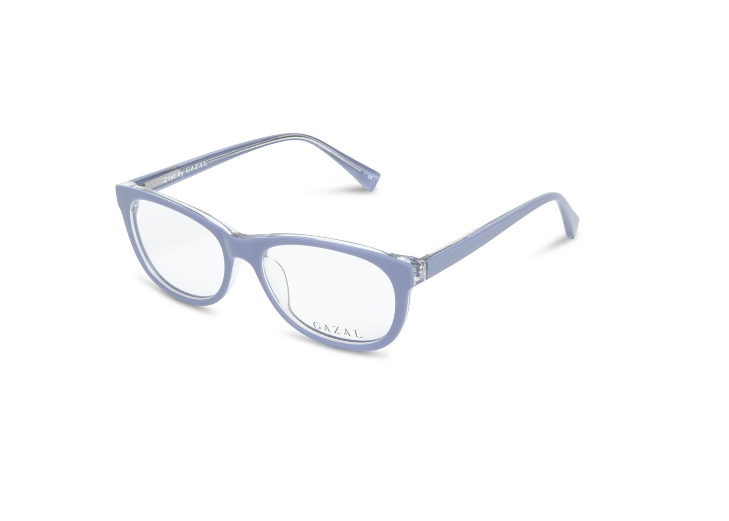 Gazal 21st Eyeglasses - Lilac Periwinkle Cat-Eye Wayfarer Three Quarter View - Legacy Collection - Gazal Eyecare