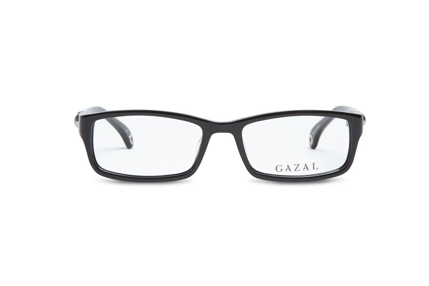 Gazal Bella Eyeglasses - Black Rectangular Front View - GAZAL Lens Etching - Legacy Collection - Gazal Eyecare