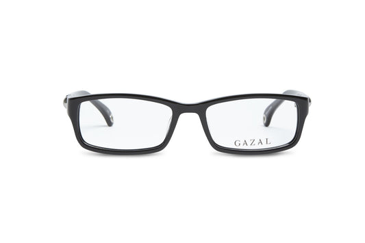 Gazal Bella Eyeglasses - Black Rectangular Front View - GAZAL Lens Etching - Legacy Collection - Gazal Eyecare