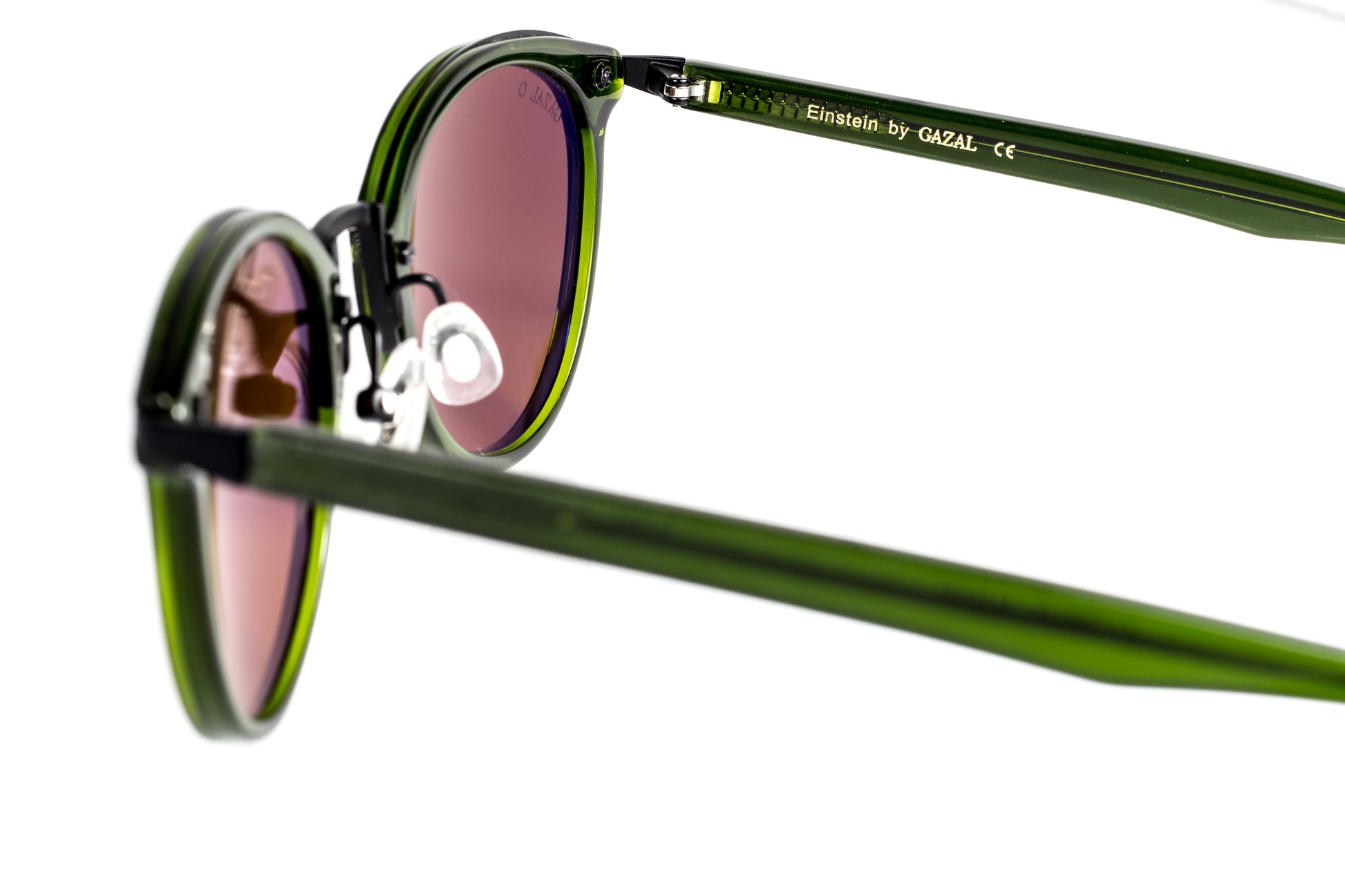 Gazal Einstein Eyeglasses - Green Round Metal Double Bridge Studio Detail - Legacy Collection - Gazal Eyecare