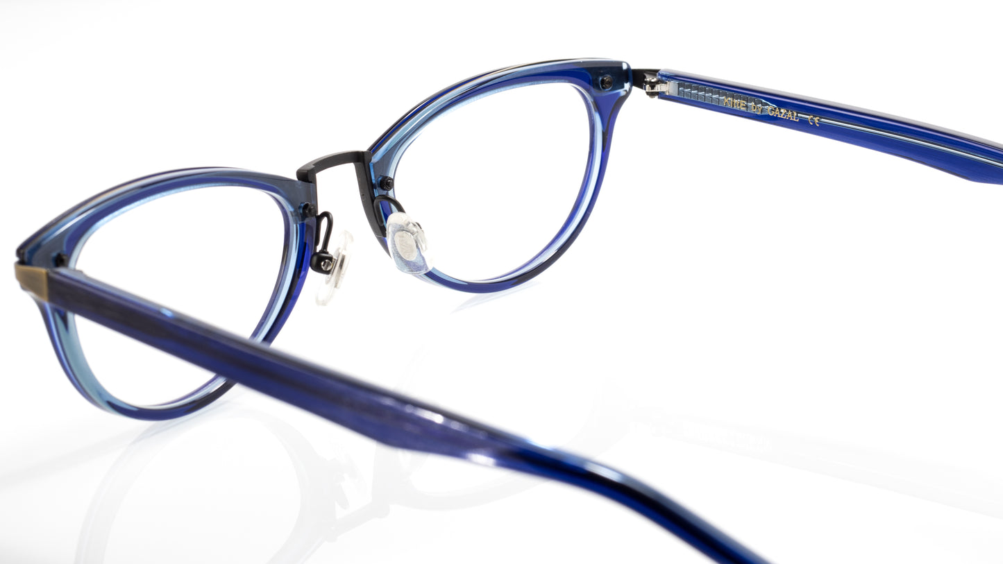 Gazal Hers Eyeglasses - Blue Cat-Eye Three Quarter View - HERS BY GAZAL - Legacy Collection - Gazal Eyecare