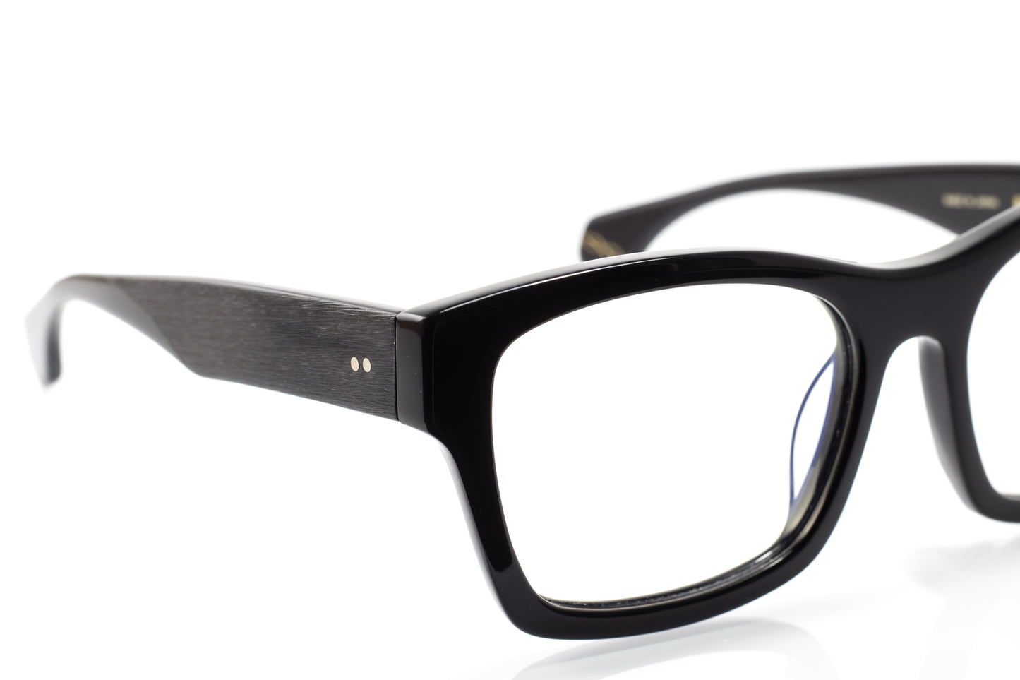 Gazal Seventeen Eyeglasses - Black Wide Rectangular Three Quarter Studio View - Legacy Collection - Gazal Eyecare