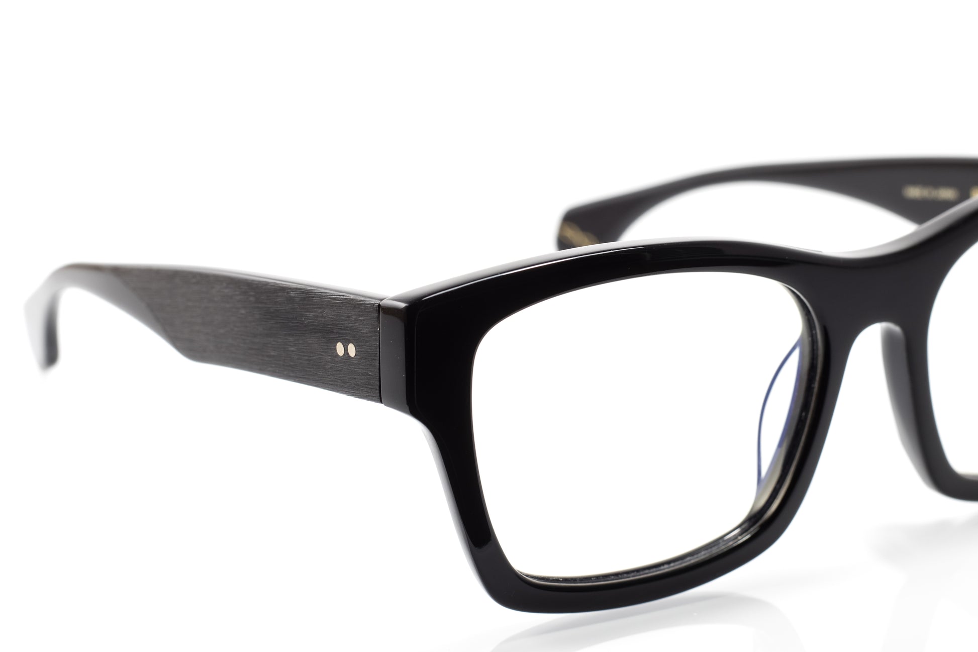 Gazal Seventeen Eyeglasses - Black Wide Rectangular Three Quarter Studio View - Legacy Collection - Gazal Eyecare