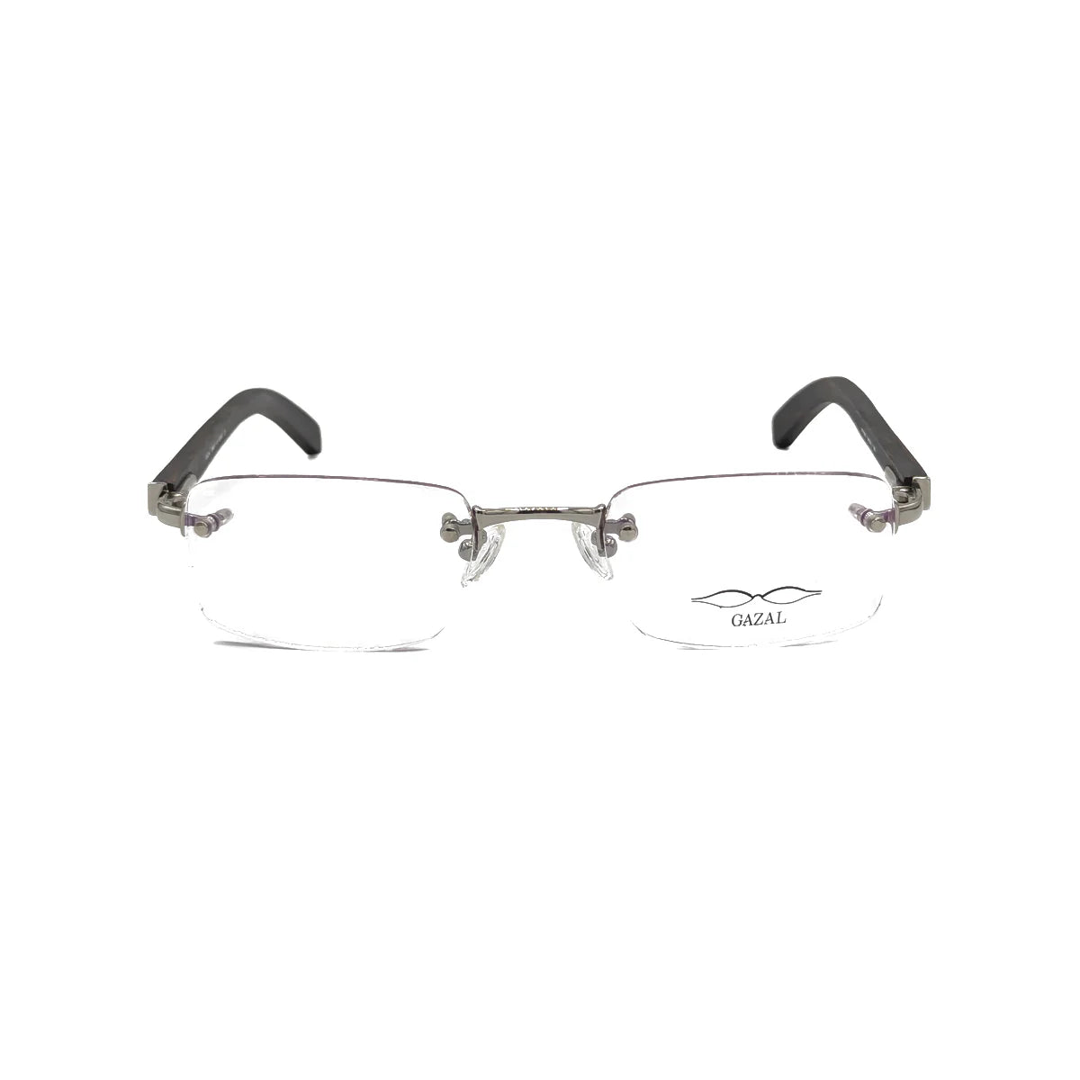 Gazal Sticks & Stones - GT 7001 - Clear - White Gold/Ebony Wood - Front View