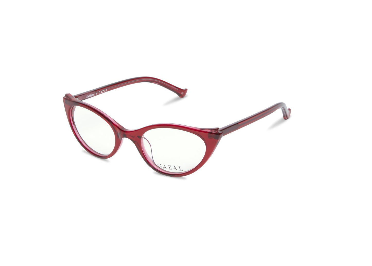 Gazal SyeahMeez Eyeglasses - Red Cherry Translucent Cat-Eye Three Quarter View - Legacy Collection - Gazal Eyecare