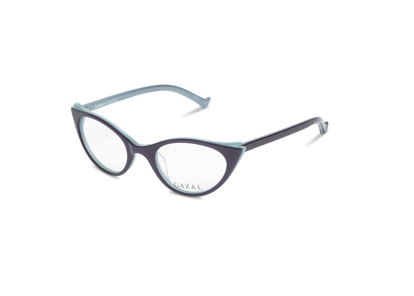 Gazal SyeahMeez Eyeglasses - Teal Navy Cat-Eye Three Quarter View - Legacy Collection - Gazal Eyecare