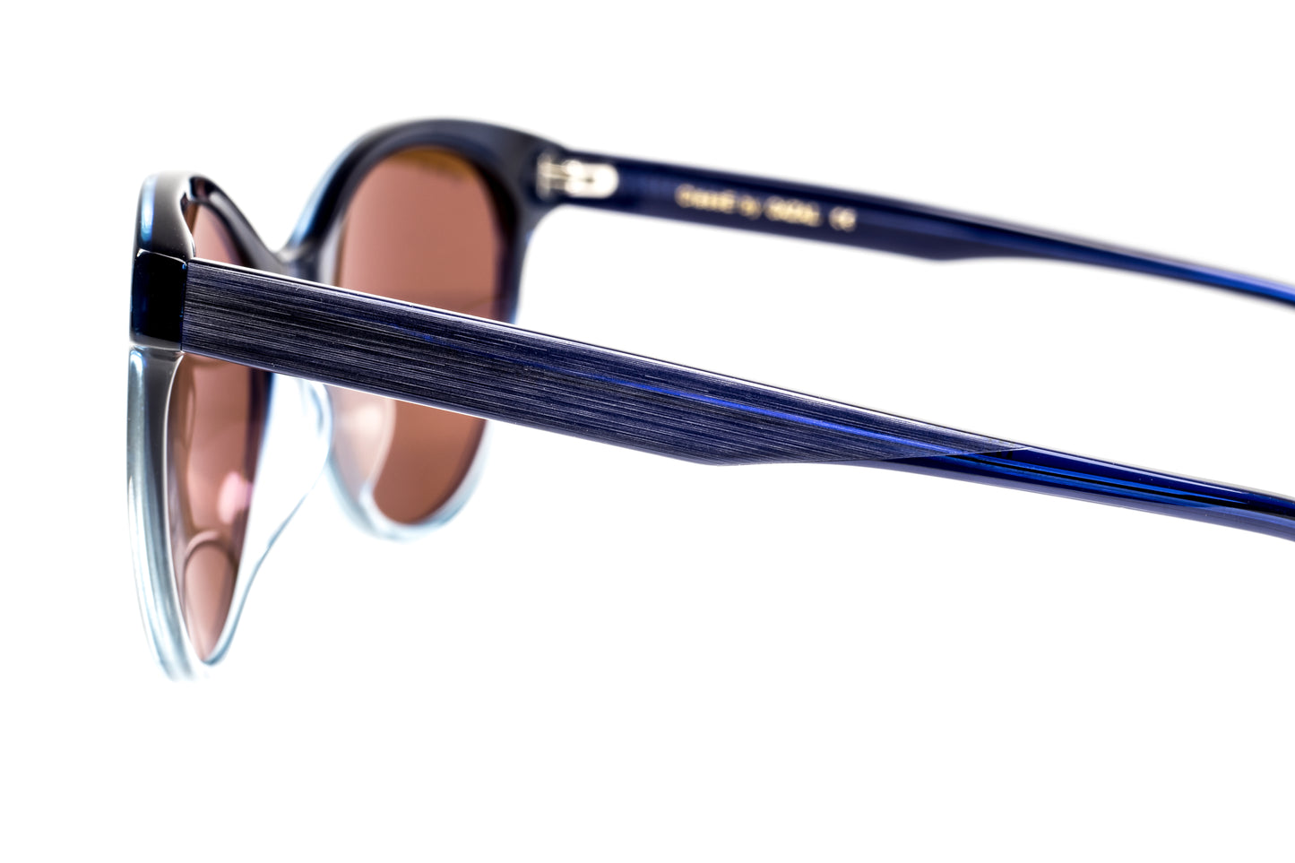 Gazal Thirteen Eyeglasses - Navy Cat-Eye Oval Three Quarter Studio View - Legacy Collection - Gazal Eyecare