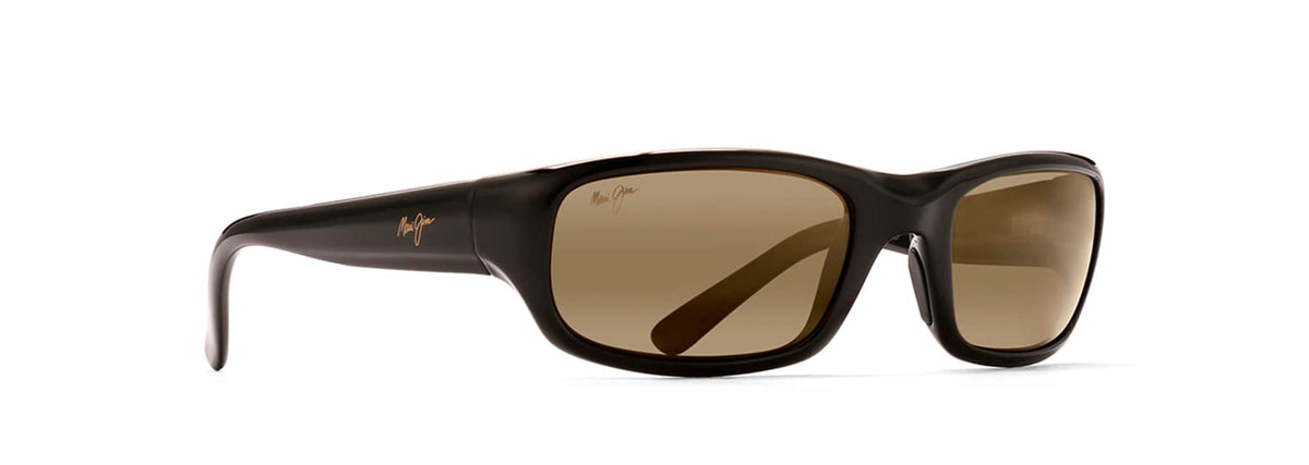 Maui Jim Stingray sunglasses in Gloss Black - HCL Bronze, angled view
