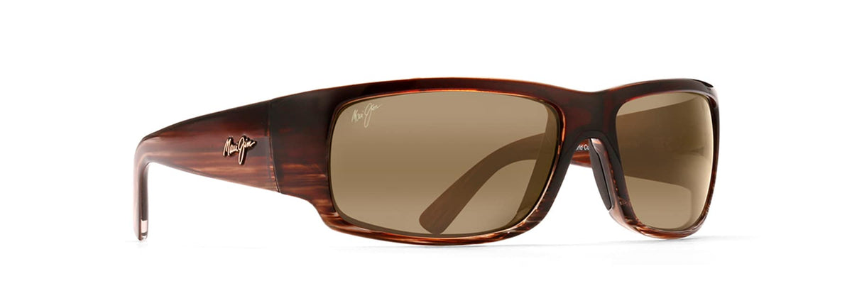 Maui Jim World Cup sunglasses in Chocolate Stripe Fade, angled view
