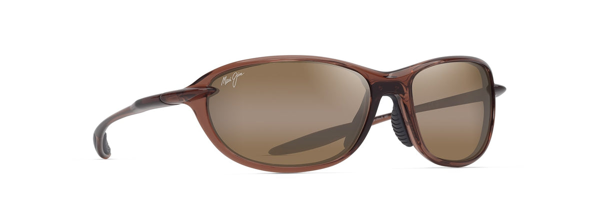 Maui Jim Hookipa Ultra R sunglasses in Shiny Transparent Brown, angled view