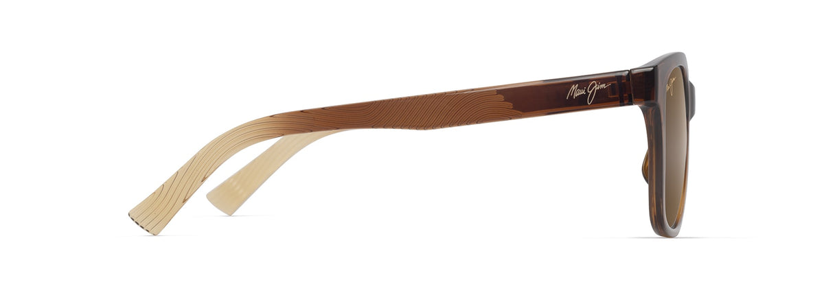 Maui Jim Owelo sunglasses in Shiny Transparent Dark Brown, side view