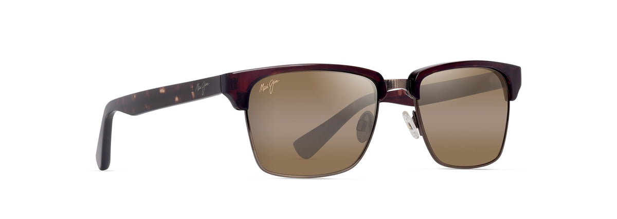 Maui Jim Kawika XL sunglasses in Shiny Reddish Havana, angled view