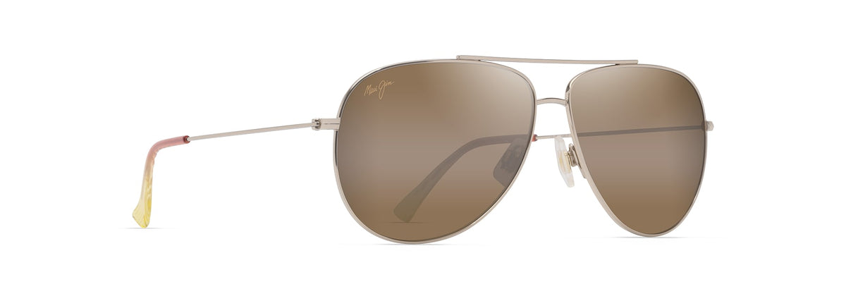 Maui Jim Hauoli XL sunglasses in Shiny Light Gold - HCL Bronze, angled view