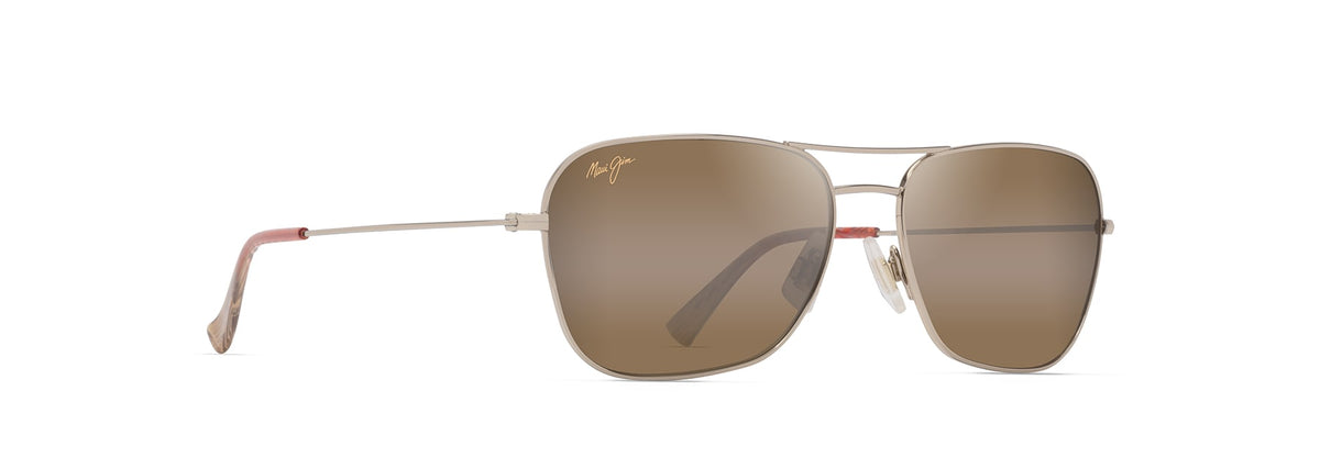 Maui Jim Na'auao sunglasses in Shiny Light Gold, angled view