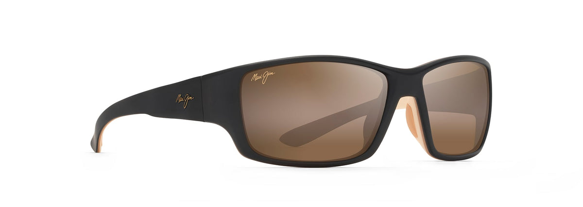 Maui Jim Local Kine sunglasses in Cream Matte Dark Transparent Brown/Tan, angled view