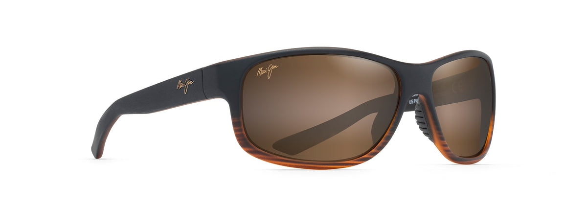 Maui Jim Kaiwi Channel sunglasses in Stripe Dark Brown, angled view