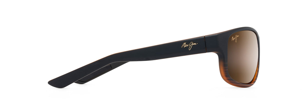 Maui Jim Kaiwi Channel sunglasses in Stripe Dark Brown, side view