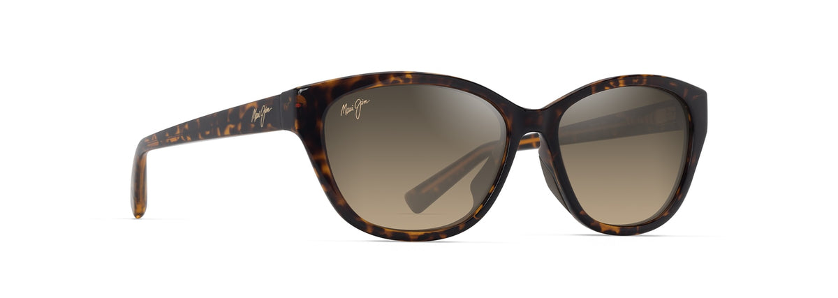 Maui Jim Punono sunglasses in Shiny Dark Havana, angled view