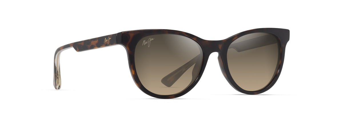 Maui Jim Lonomea sunglasses in Shiny Dark Havana, angled view