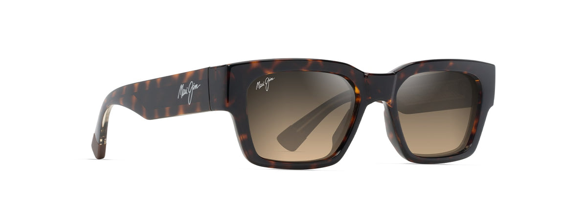 Maui Jim Kenui sunglasses in Shiny Dark Havana with Trans Yellow, angled view