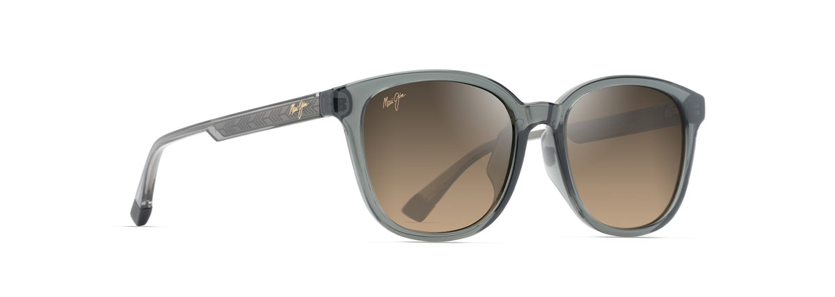 Maui Jim Ku'ikahi AF sunglasses in Shiny Trans Dark Grey, angled view