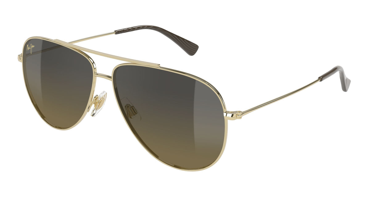 Maui Jim Hauoli sunglasses in Shiny Light Gold - HCL Bronze SuperThin Glass, angled view