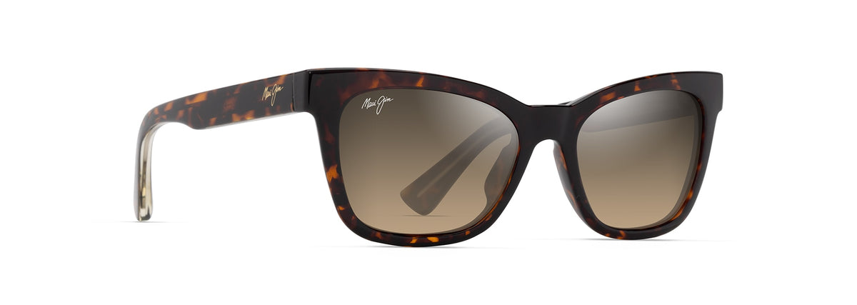 Maui Jim Hiwahiwa sunglasses in Shiny Dark Havana with Trans Yellow, angled view