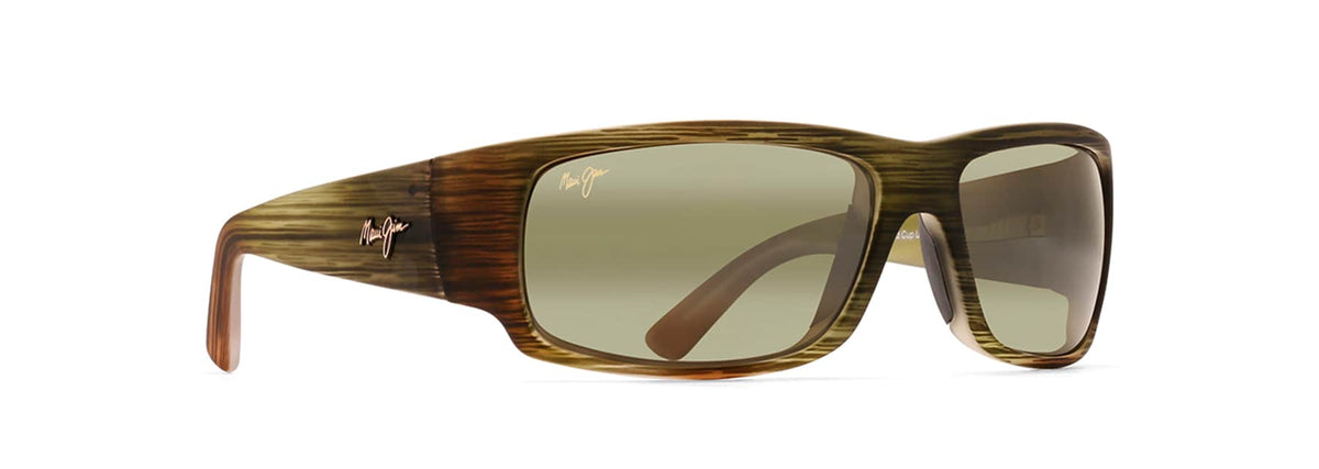 Maui Jim World Cup sunglasses in Matte Green Stripe Rubber, angled view