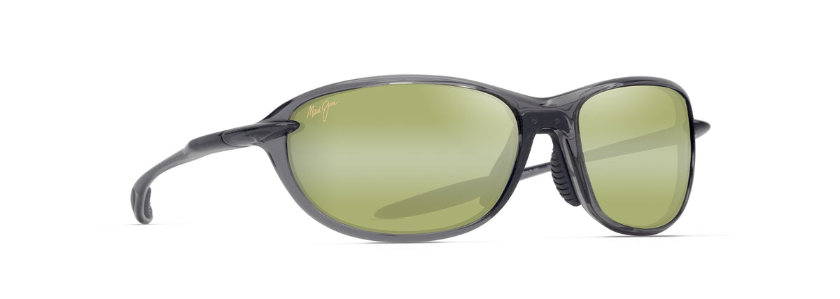 Maui Jim Hookipa Ultra R sunglasses in Shiny Metal Trans Dark Grey, angled view