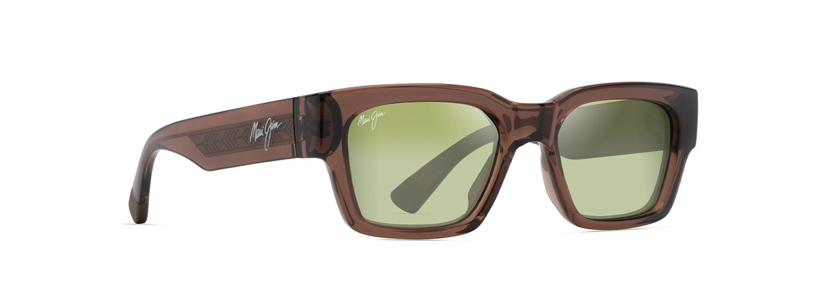 Maui Jim Kenui sunglasses in Shiny Trans Light Brown, angled view