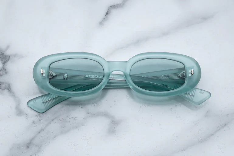 Besset Jacques Marie Mage Round Oval Sunglasses Piscine Blue Teal