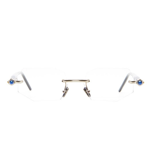 Kuboraum P63 Eyeglasses Optical Mask Light Gold Blue LG BL Front