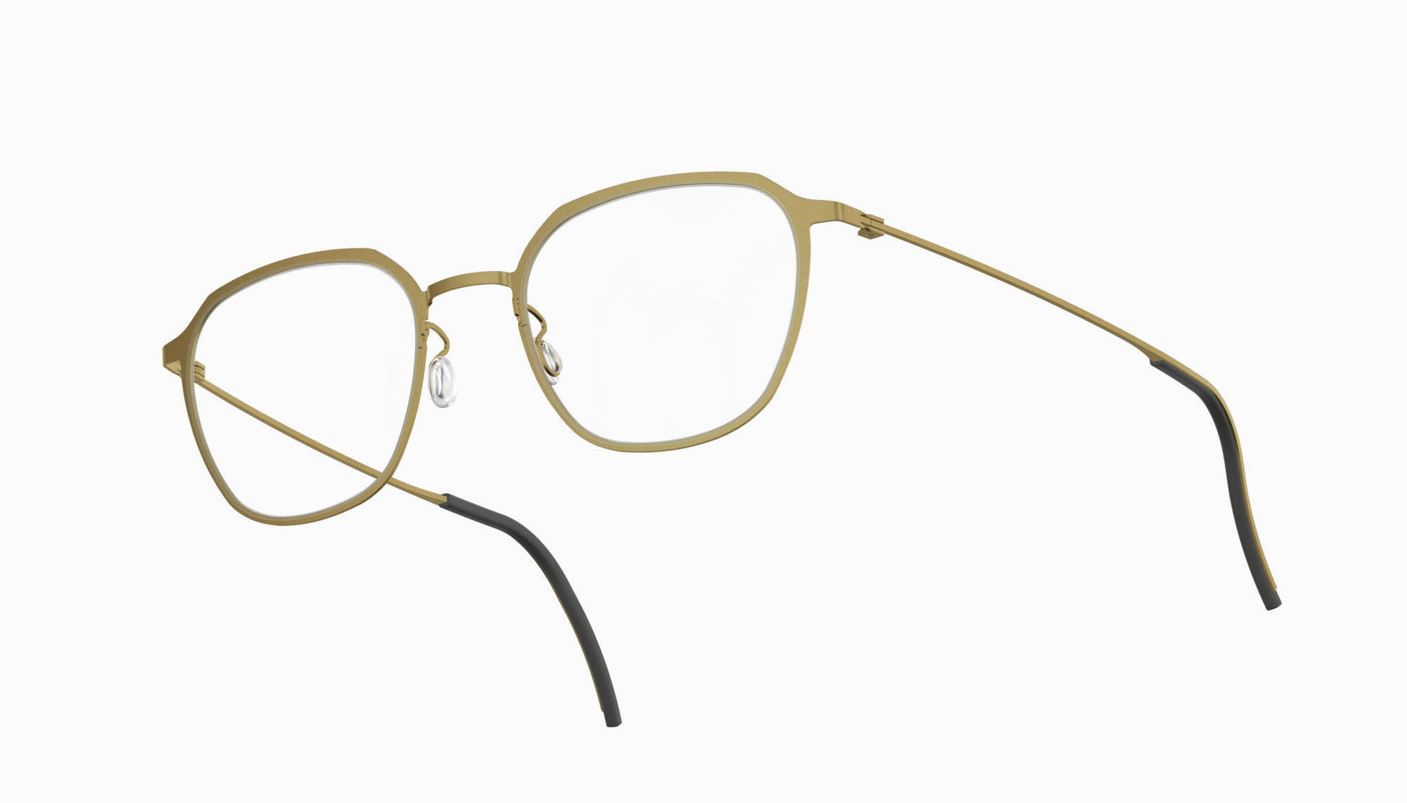 Oversized square titanium eyeglass frames in a muted bronze finish with black temple tips.