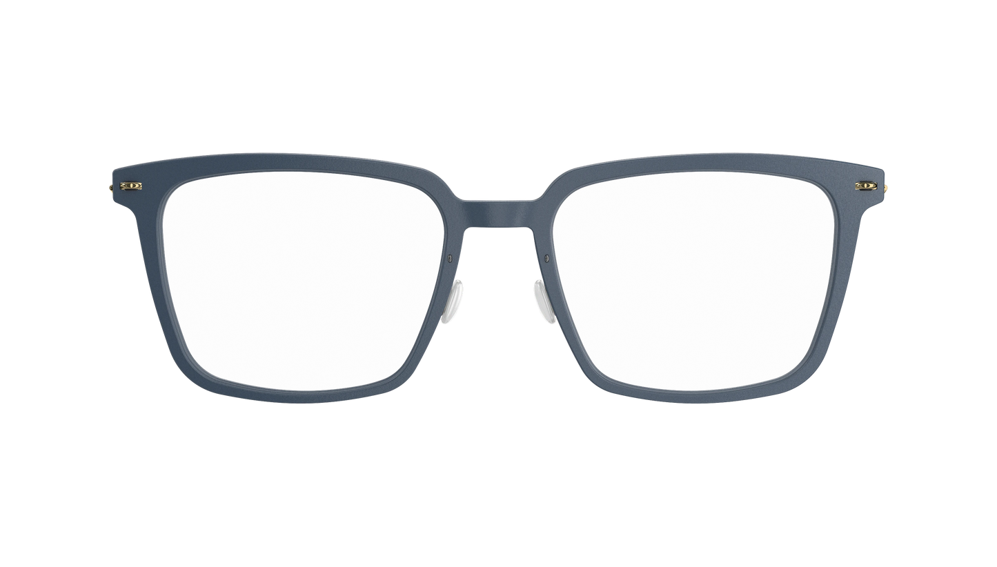 Lindberg NOW Titanium 6639 Eyeglasses Matte Grey Blue Polished Gold D18 Temple 804 PGT Front