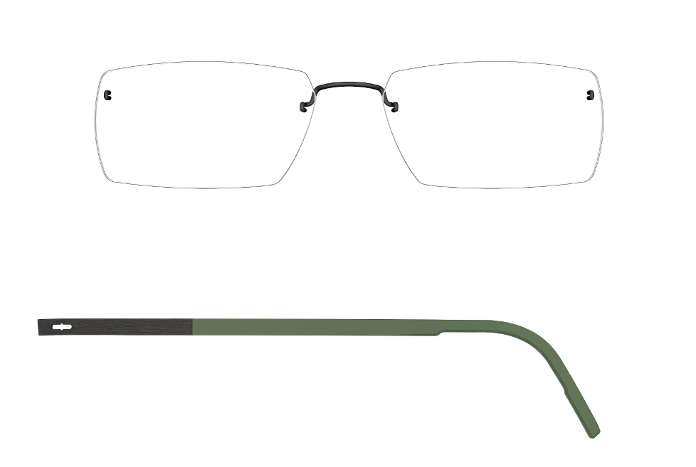 LINDBERG Spirit Titanium 2516 eyeglasses, Matte Green and Black — temple detail
