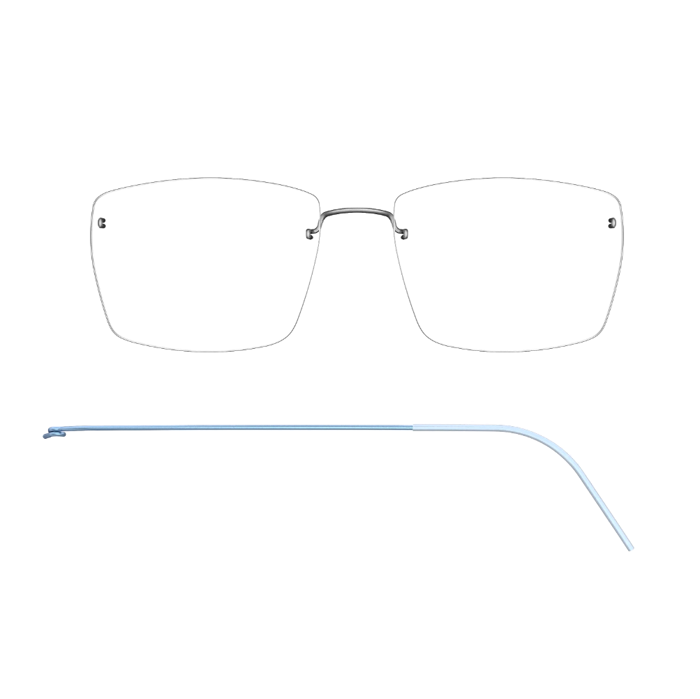 LINDBERG Spirit Titanium 2534 eyeglasses, Polished Silver and Sky Blue — temple detail