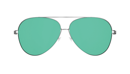 Lindberg Sun Titanium 8209 Sunglasses Silver P10 Temple Basic P10 Sun Lens SL57 Green Front