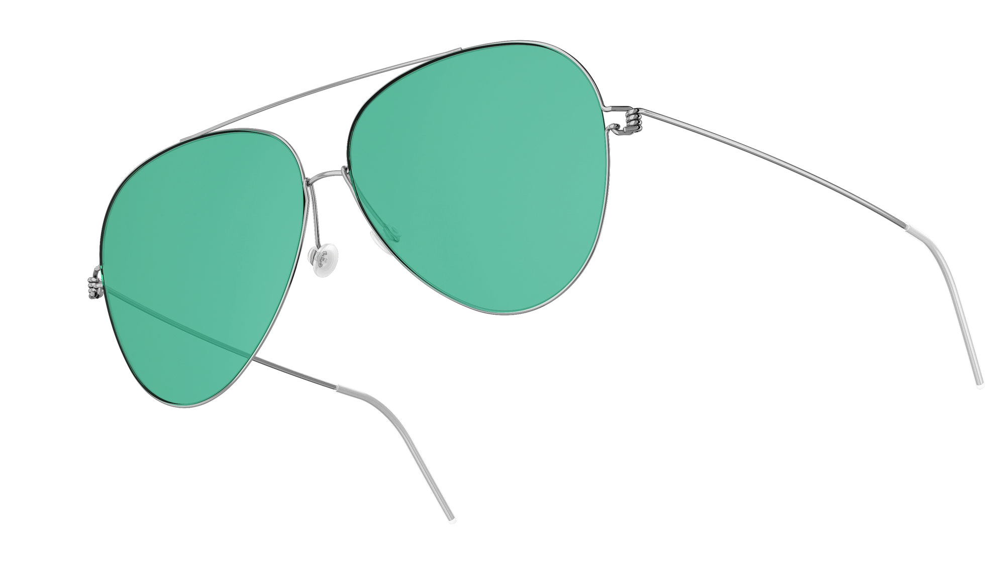 Lindberg Sun Titanium 8209 Sunglasses Silver P10 Temple Basic P10 Sun Lens SL57 Green Side