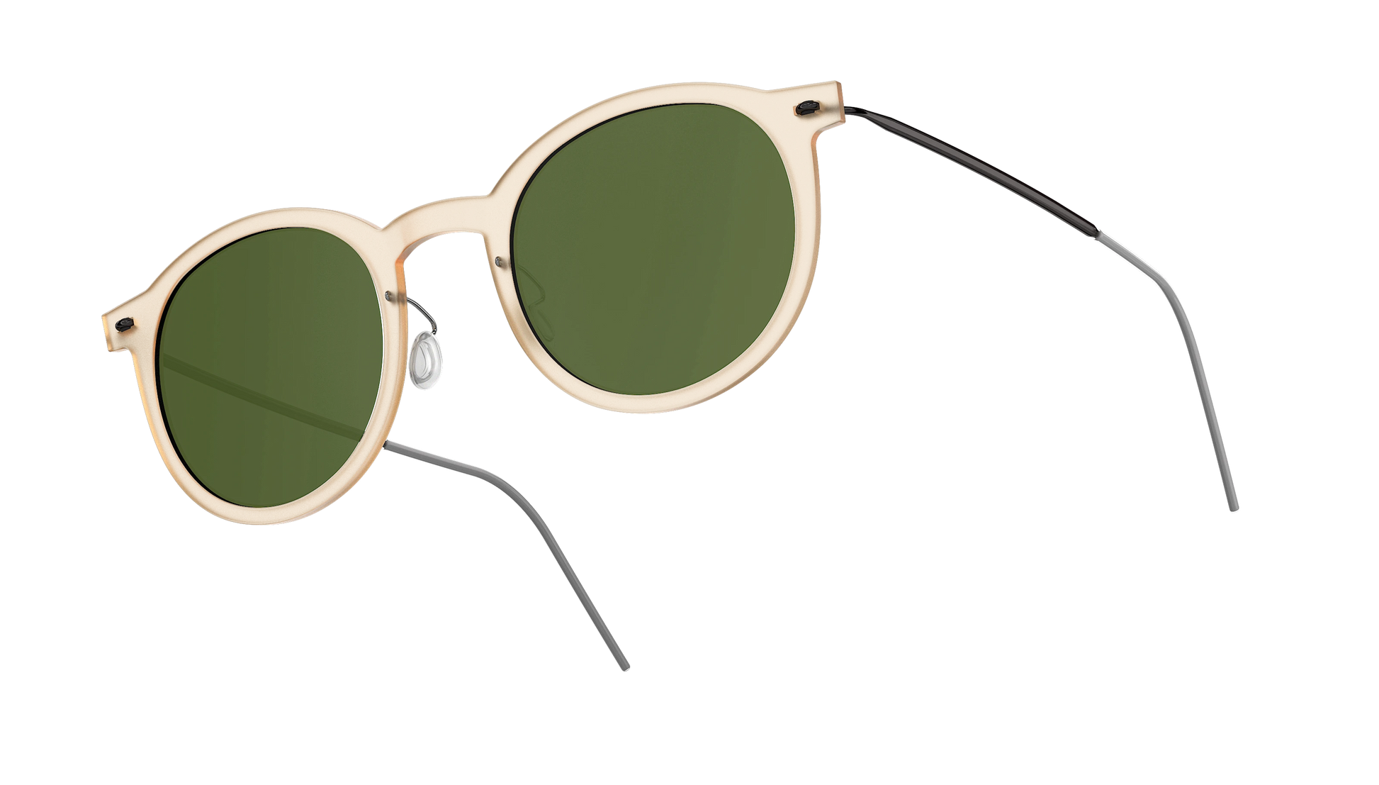 Lindberg Sun Titanium 8338 Sunglasses Champagne Grey PU9/C21M Temple 804 PU9 Sun Lens SL85 Green Side