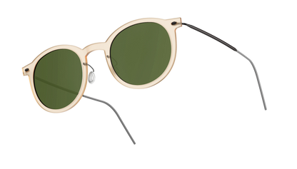 Lindberg Sun Titanium 8338 Sunglasses Champagne Grey PU9/C21M Temple 804 PU9 Sun Lens SL85 Green Side