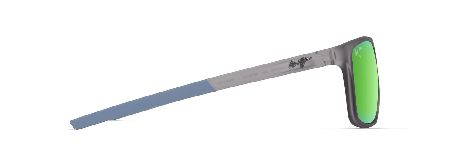 Maui Jim Lehopulu Sunglasses Matte Transparent Grey Maui Green Lens MJ0598S-004 Side