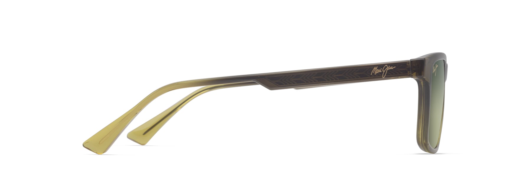 Maui Jim Okina Sunglasses Shiny Trans Mil Green to Yellw Maui HT Lens MJ0587S-004 Side