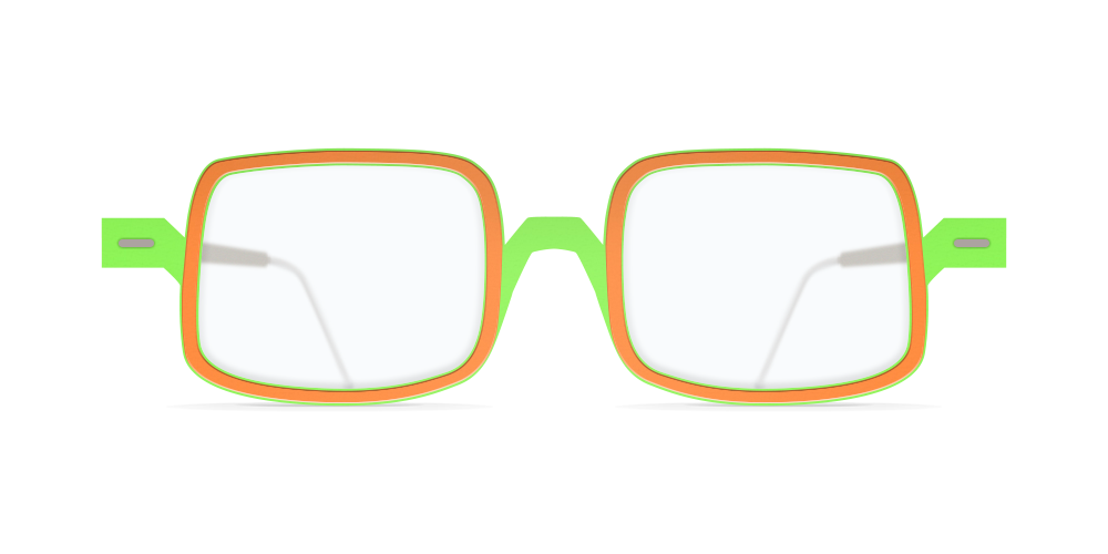 Nina Mur Klee Eyeglasses Fluo Green Orange Wooden Eyewear Front