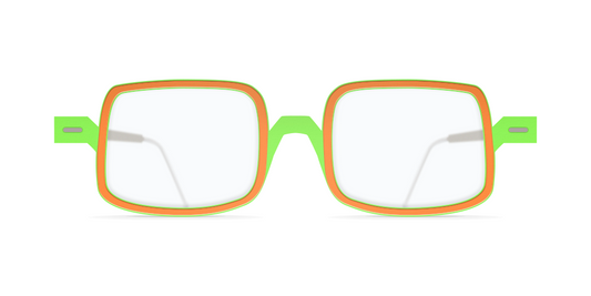 Nina Mur Klee Eyeglasses Fluo Green Orange Wooden Eyewear Front