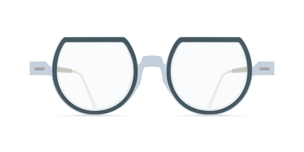 Nina Mur Lina Eyeglasses Sky Blue Shark Blue Wooden Eyewear Front