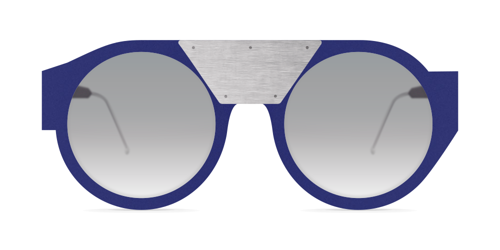 Nina Mur Oskar Sunglasses Blue Klein Wooden Eyewear Front