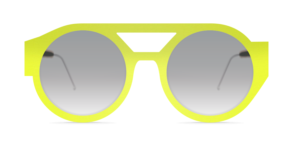 Nina Mur Oskar Sunglasses Fluo Yellow Wooden Eyewear Front